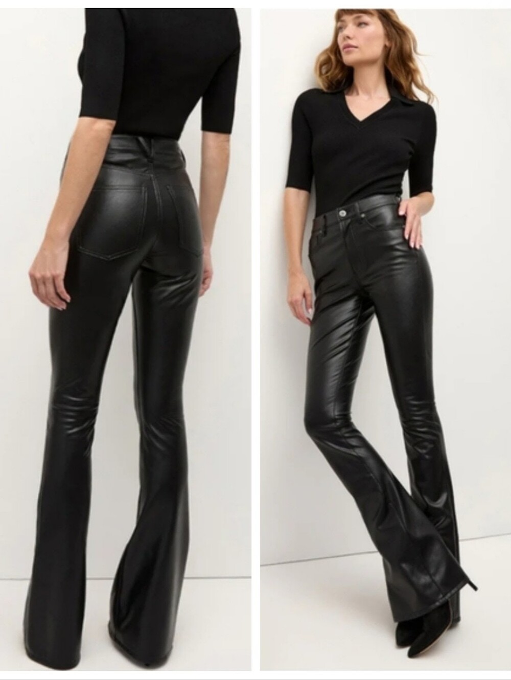NWT Veronica Beard $328 Beverly Skinny Flare Vegan Leather Pants Women's 27/4